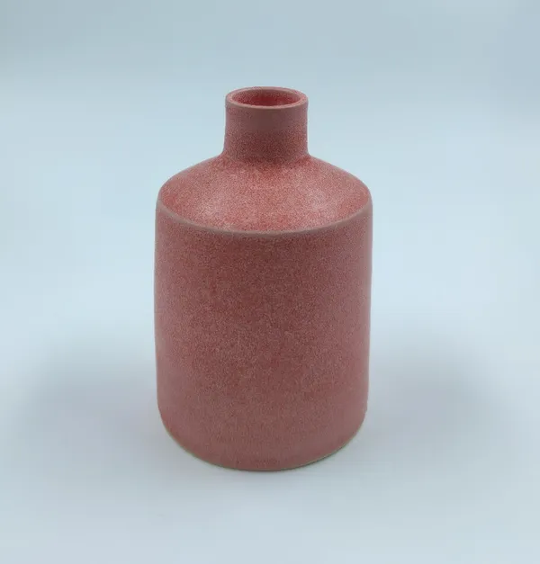 Studio_Pottery_Cylindrical_Bud_Vase|_Miniature_Stoneware_Pottery_Flower_Vase|Handglazed_Matte_Finish|_4"_Height_(Peach)
