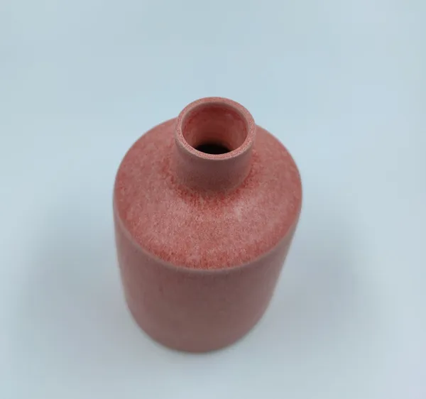 Studio_Pottery_Cylindrical_Bud_Vase|_Miniature_Stoneware_Pottery_Flower_Vase|Handglazed_Matte_Finish|_4"_Height_(Peach)