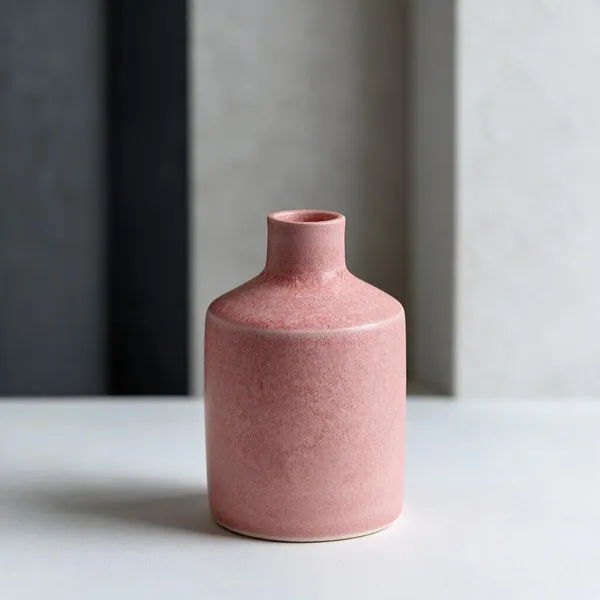 Studio_Pottery_Cylindrical_Bud_Vase|_Miniature_Stoneware_Pottery_Flower_Vase|Handglazed_Matte_Finish|_4"_Height_(Peach)