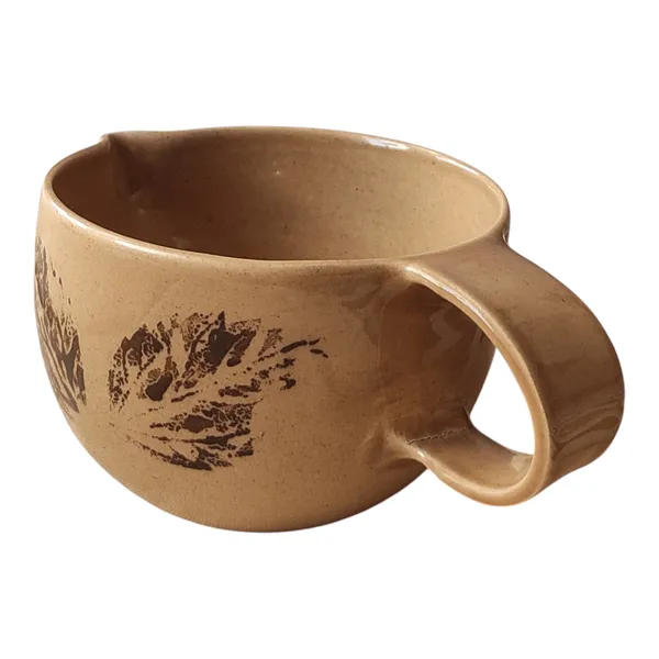 Studio_Pottery_Cream_&_Milk_Jar_In_Gloss_Finish|_Sauce_Boat|_Handglazed_Ceramic_Serveware|_Ceramic_Creamer_For_Coffee-Tea_With_A_Handle|_Milk_Jar_(Cream-Chocolate_Brown_Leaf)