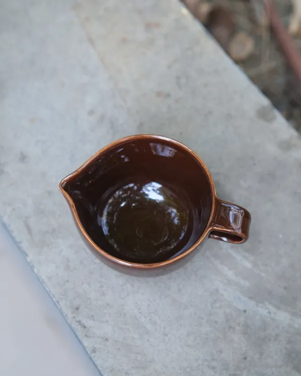 Studio_Pottery_Cream_&_Milk_Jar_In_Gloss_Finish|_Sauce_Boat|_Handglazed_Ceramic_Serveware|_Ceramic_Creamer_For_Coffee-Tea_With_A_Handle|_Milk_Jar_(Chocolate_Brown)
