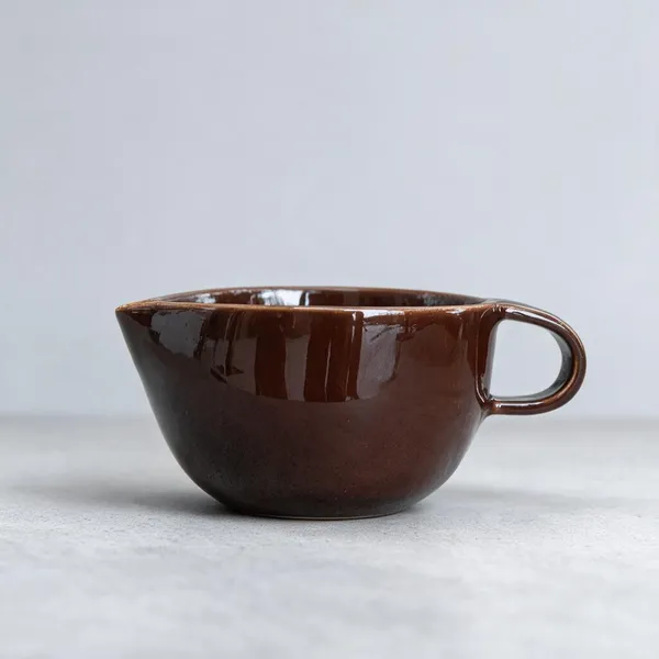 Studio_Pottery_Cream_&_Milk_Jar_In_Gloss_Finish|_Sauce_Boat|_Handglazed_Ceramic_Serveware|_Ceramic_Creamer_For_Coffee-Tea_With_A_Handle|_Milk_Jar_(Chocolate_Brown)