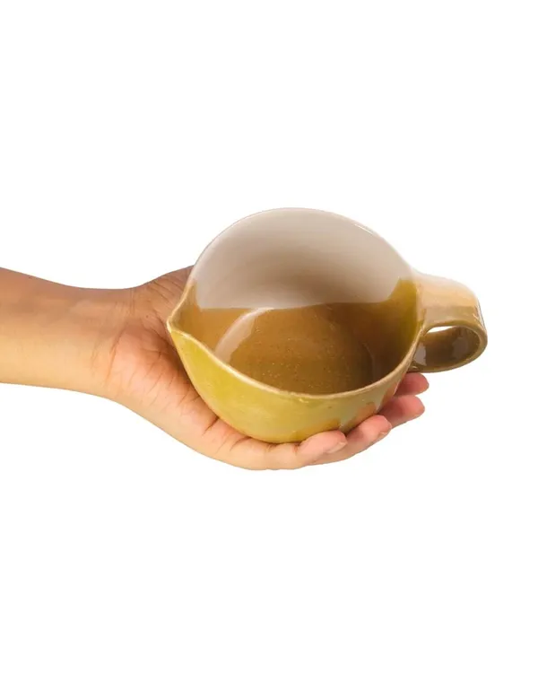 Studio_Pottery_Cream_&_Milk_Jar_In_Gloss_Finish|_Sauce_Boat|_Handglazed_Ceramic_Serveware|_Ceramic_Creamer_For_Coffee-Tea_With_A_Handle|_Milk_Jar_(Olive_Green-Cream)