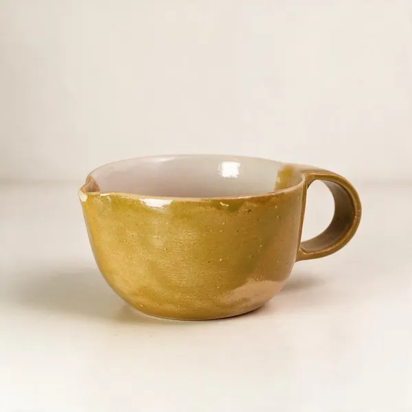 Studio_Pottery_Cream_&_Milk_Jar_In_Gloss_Finish|_Sauce_Boat|_Handglazed_Ceramic_Serveware|_Ceramic_Creamer_For_Coffee-Tea_With_A_Handle|_Milk_Jar_(Olive_Green-Cream)