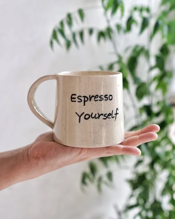 Handmade_Stoneware_Coffee_Mug_–_“Espresso_Yourself”_Quote_|_Artisan_Ceramic_Mug_With_Hand-Painted_Typography