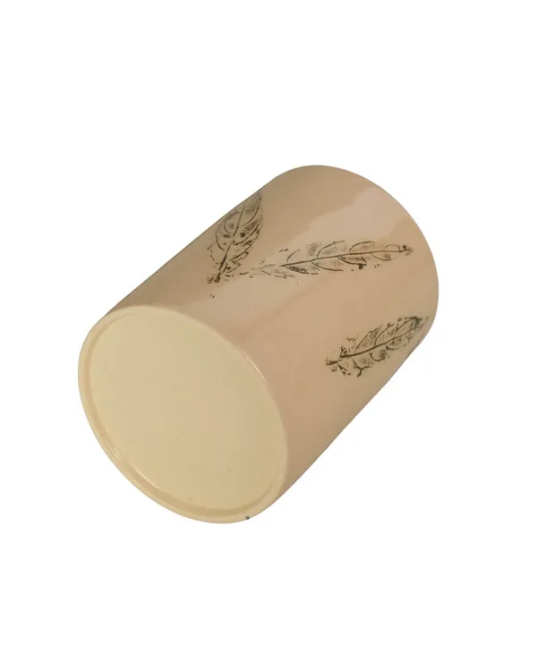 Stoneware_Ceramic_Cutlery_Holder_–_Handcrafted_Dual_Glazed_Utensil_Organizer_|_Cream-Brown_Leaf|Multipurpose_Kitchen_&_Dining_Table_Accessory