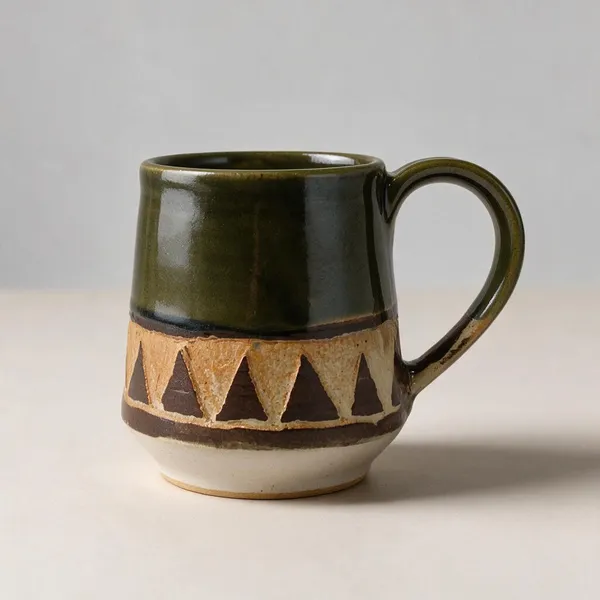 Studio_Pottery_Dark_Green-Beige_Matte-Gloss_Cofee_Mug