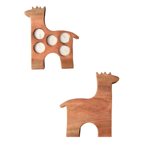 Giraffe_Shaped_Wooden_Tealight_Candle_Holder|_Ideal_Hamper_Pack_Box|_Home_Décor_Items|_Handcrafted_Neem_Wood_Holder_With_5_Tealights