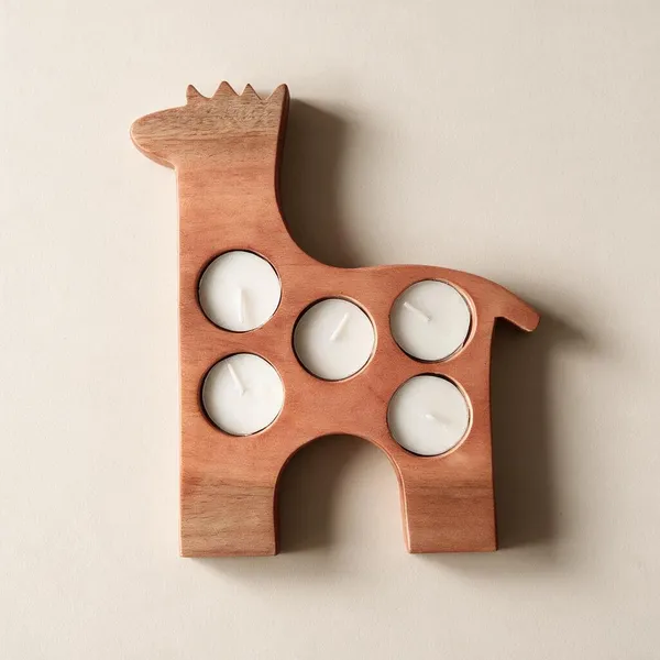 Giraffe_Shaped_Wooden_Tealight_Candle_Holder|_Ideal_Hamper_Pack_Box|_Home_Décor_Items|_Handcrafted_Neem_Wood_Holder_With_5_Tealights