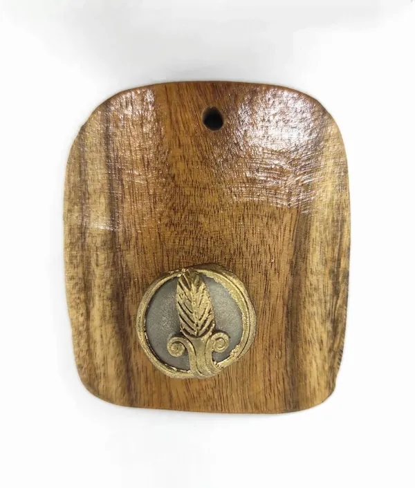 Decorative_Leaf_Handcrafted_Wooden-Brass-River_Pebble_Wall_Mounted_Hook