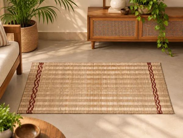 Handcrafted_Natural_Madurkathi_Floor_Mat_With_Maroon_Border,_Chatai_Mat_For_Home,_Natural_Fiber_Rugs,_Living_Room_Carpet_Comfy_Bedroom_Home_Decorate_Floor_Kids_Playing_Mat,_4X2Ft_(Set_Of_1)