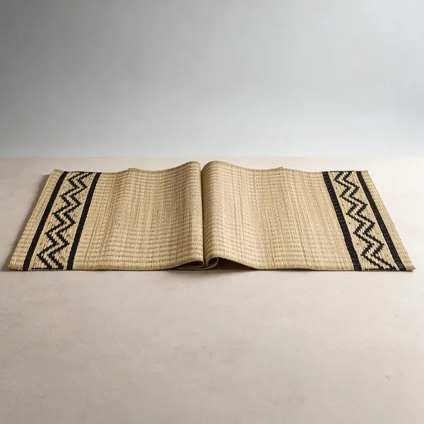 Madurkathi_Black_Line_Pattern_Runner(6_Seater)