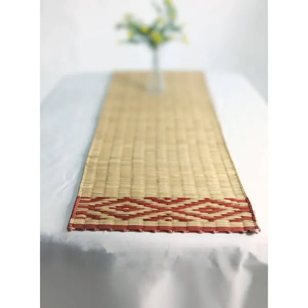 Madurkathi_Table_Runner_For_Dining_Table|Heat_Resistant_Long_Mat_Made_With_Handwoven_Natural_Fiber|_Maroon_Border_Design|_Rustic_Decor_For_4-6_Seater_Dining_Tables,_Pack_Of_1,_‎13"/54"