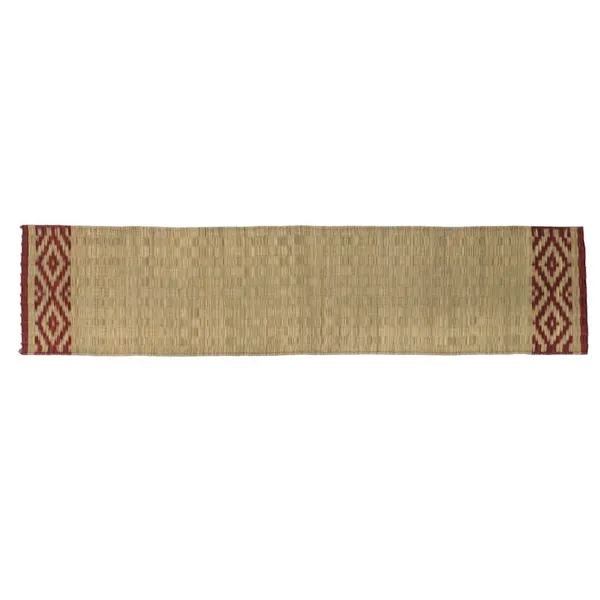 Madurkathi_Table_Runner_For_Dining_Table|Heat_Resistant_Long_Mat_Made_With_Handwoven_Natural_Fiber|_Maroon_Border_Design|_Rustic_Decor_For_4-6_Seater_Dining_Tables,_Pack_Of_1,_‎13"/54"