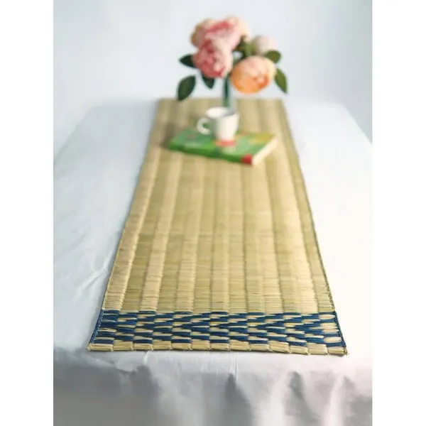 Madurkathi_Table_Runner_For_Dining_Table|Heat_Resistant_Long_Mat_Made_With_Handwoven_Natural_Fiber|_Indigo_Border_Design|_Rustic_Decor_For_4-6_Seater_Dining_Tables,_Pack_Of_1,_‎13"/54"