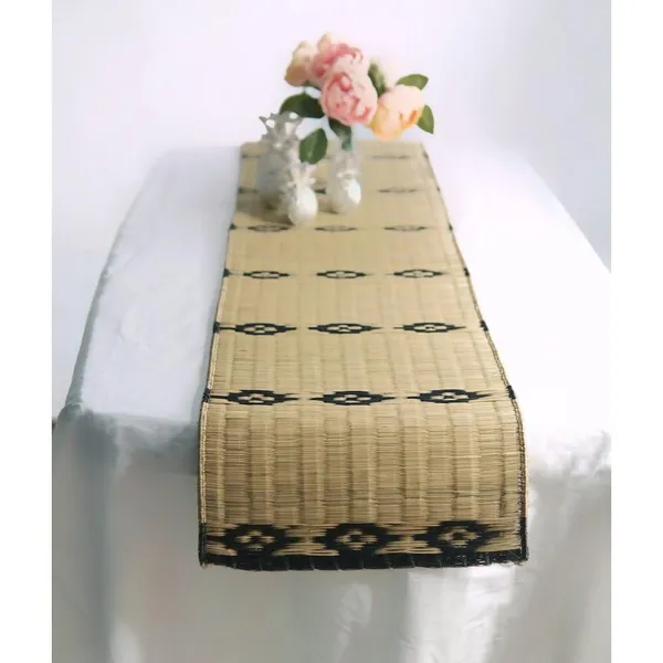 Madurkathi_Table_Runner_For_Dining_Table|Heat_Resistant_Long_Mat_Made_With_Handwoven_Natural_Fiber|_Black_Line_Design|_Rustic_Decor_For_4-6_Seater_Dining_Tables,_Pack_Of_1,_13"/54"