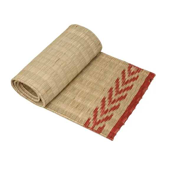 Madurkathi_Table_Runner_For_Dining_Table|Heat_Resistant_Long_Mat_Made_With_Handwoven_Natural_Fiber|_Maroon_Leaf_Border_Design|_Rustic_Decor_For_4-6_Seater_Dining_Tables,_Pack_Of_1,_‎13"/54"