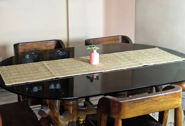 Plain_Madurkathi_Table_Runner_For_Dining_Table|Heat_Resistant_Long_Mat_Made_With_Handwoven_Natural_Fiber|_Rustic_Decor_For_4-6_Seater_Dining_Tables,_Pack_Of_1,_‎13"/54"