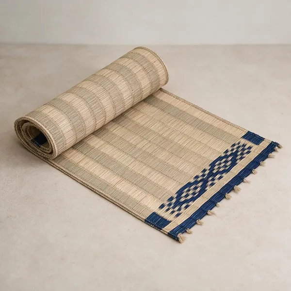 Madurkathi_Table_Runner_For_Dining_Table|Heat_Resistant_Long_Mat_Made_With_Handwoven_Natural_Fiber|_Indigo_Ornamental_Design|_Rustic_Decor_For_4-6_Seater_Dining_Tables,_Pack_Of_1,_‎13"/54"