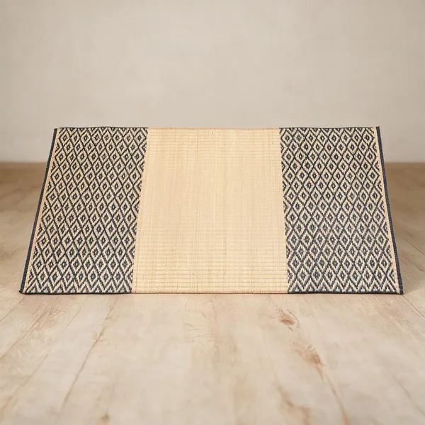 Handcrafted_7_Count_Indigo-Natural_Madurkathi_Floor_Mat|_6Ftx3Ft_Mat