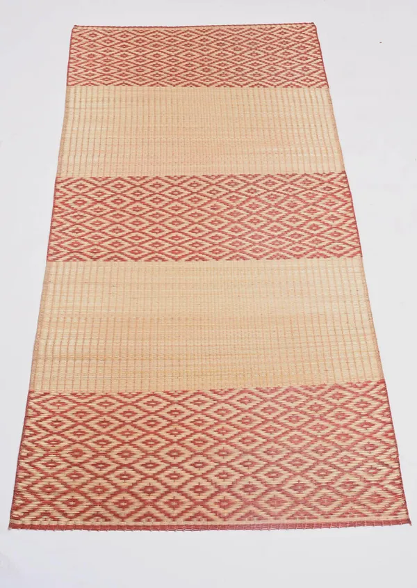 Handcrafted_7_Count_Red-Natural_Stripes_Madurkathi_Floor_Mat|_6Ftx3Ft_Mat