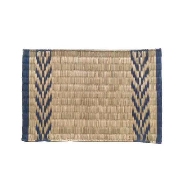 Madurkathi_Dining_Table_Mat|_Natural_Fibre_Placemats_Set_Of_6|_Heat_Resistant_Non-Slip_Table_Placemats|_Handwoven_Dinner_Table_Mats_With_Indigo_Leaf_Pattern|_Rustic_Home_Decor