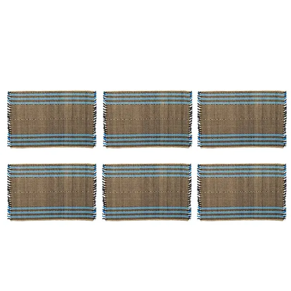 Set_Of_6_Madurkathi_Placemats_–_Handwoven_Natural_River_Grass_Dining_Mats,_Heat-Resistant_&_Eco-Friendly,_Rustic_Twig_&_Thread_Design,_Gi-Tagged_Artisan_Craft(Black-Blue)|12"/18"