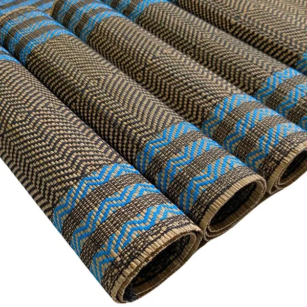 Set_Of_6_Madurkathi_Placemats_–_Handwoven_Natural_River_Grass_Dining_Mats,_Heat-Resistant_&_Eco-Friendly,_Rustic_Twig_&_Thread_Design,_Gi-Tagged_Artisan_Craft(Black-Blue)|12"/18"