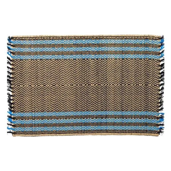 Set_Of_6_Madurkathi_Placemats_–_Handwoven_Natural_River_Grass_Dining_Mats,_Heat-Resistant_&_Eco-Friendly,_Rustic_Twig_&_Thread_Design,_Gi-Tagged_Artisan_Craft(Black-Blue)|12"/18"