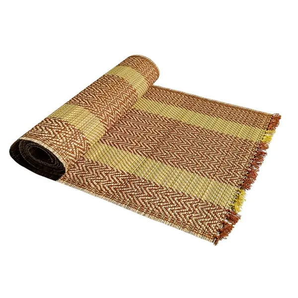 Madurkathi_Table_Runner_12"×60"_–_Handwoven_Natural_River_Grass_(Twig_&_Thread_Weave),_Heat-Resistant_&_Eco-Friendly,_Rustic_Bengal_Artisan_Décor(Brown-Yellow)