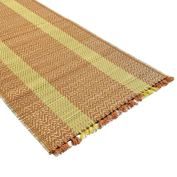 Madurkathi_Table_Runner_12"×60"_–_Handwoven_Natural_River_Grass_(Twig_&_Thread_Weave),_Heat-Resistant_&_Eco-Friendly,_Rustic_Bengal_Artisan_Décor(Brown-Yellow)