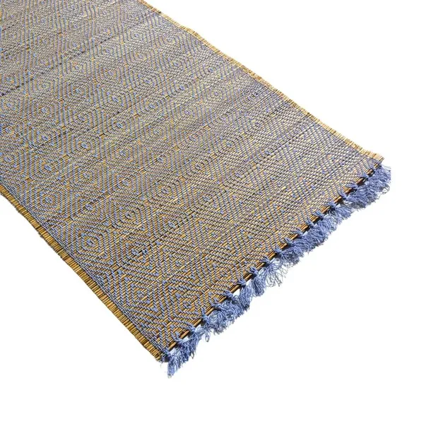 Madurkathi_Table_Runner_12"×60"_–_Handwoven_Natural_River_Grass_(Twig_&_Thread_Weave),_Heat-Resistant_&_Eco-Friendly,_Rustic_Bengal_Artisan_Décor(White)