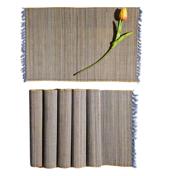 Set_Of_6_Madurkathi_Placemats_–_Handwoven_Natural_River_Grass_Dining_Mats,_Heat-Resistant_&_Eco-Friendly,_Rustic_Twig_&_Thread_Design,_Gi-Tagged_Artisan_Craft(Blue)|12"/18"