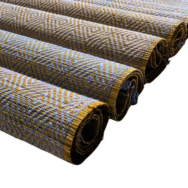 Set_Of_6_Madurkathi_Placemats_–_Handwoven_Natural_River_Grass_Dining_Mats,_Heat-Resistant_&_Eco-Friendly,_Rustic_Twig_&_Thread_Design,_Gi-Tagged_Artisan_Craft(Blue)|12"/18"