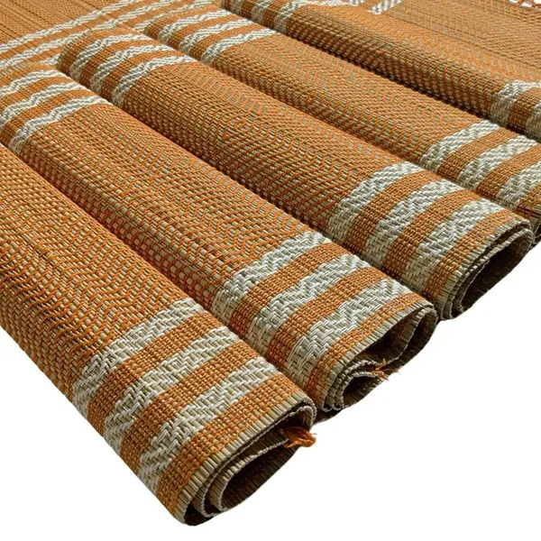 Set_Of_6_Madurkathi_Placemats_–_Handwoven_Natural_River_Grass_Dining_Mats,_Heat-Resistant_&_Eco-Friendly,_Rustic_Twig_&_Thread_Design,_Gi-Tagged_Artisan_Craft(Brown-White)|12"/18"