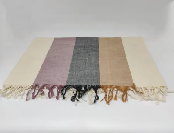 Handwoven_Off_White_80-Count_Khadi_Table_Cloth_With_3_Natural_Dye_Stripes(6_Seater)