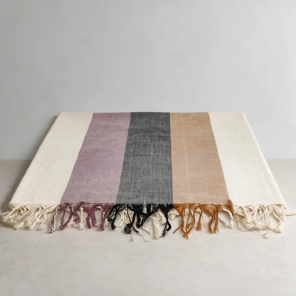 Handwoven_Off_White_80-Count_Khadi_Table_Cloth_With_3_Natural_Dye_Stripes(6_Seater)