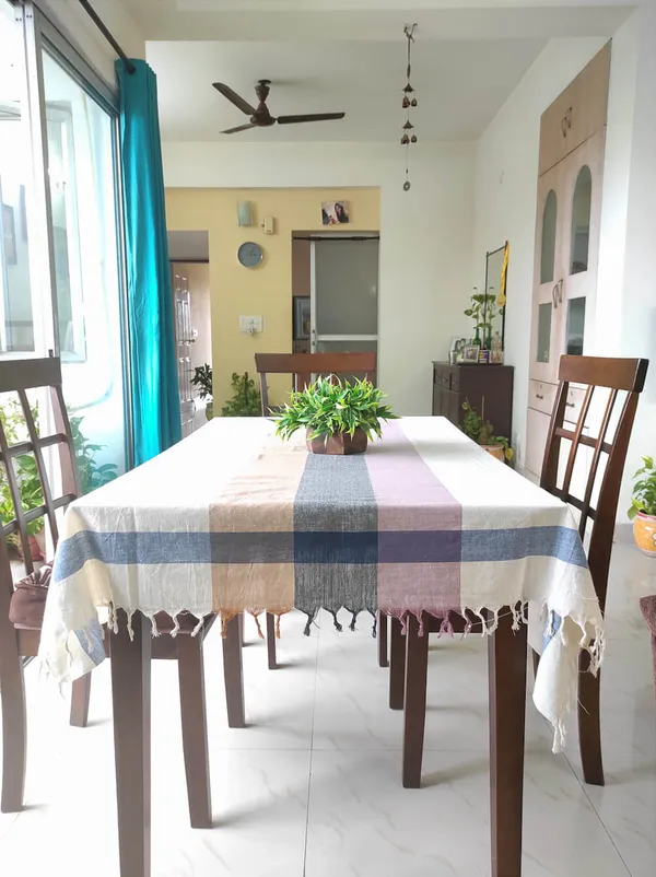 Handwoven_Off_White_80-Count_Khadi_Table_Cloth_With_Natural_Dye_Stripes(4_Seater)