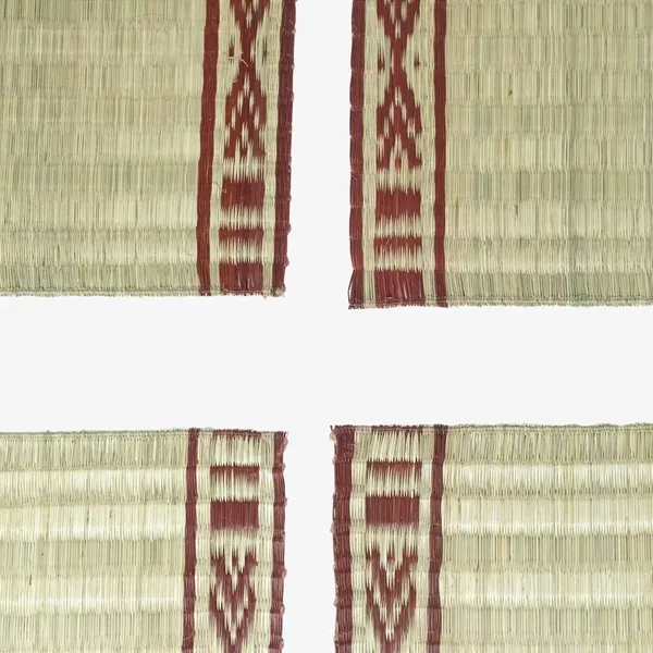 Madurkathi_Dining_Table_Mat|_Natural_Fibre_Placemats_Set_Of_6|_Heat_Resistant_Non-Slip_Table_Placemats|_Handwoven_Dinner_Table_Mats_With_Maroon_Line_Pattern|_Rustic_Home_Decor