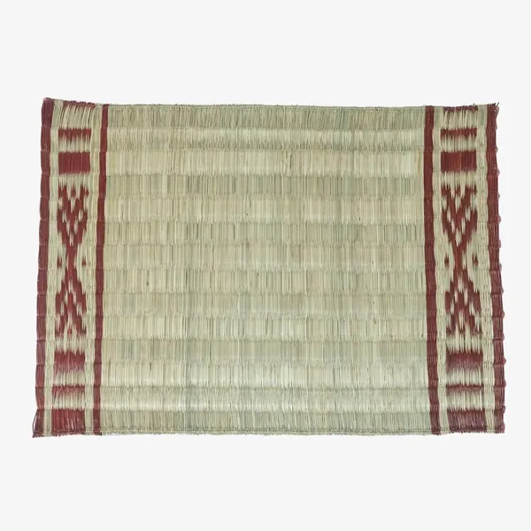 Madurkathi_Dining_Table_Mat|_Natural_Fibre_Placemats_Set_Of_6|_Heat_Resistant_Non-Slip_Table_Placemats|_Handwoven_Dinner_Table_Mats_With_Maroon_Line_Pattern|_Rustic_Home_Decor
