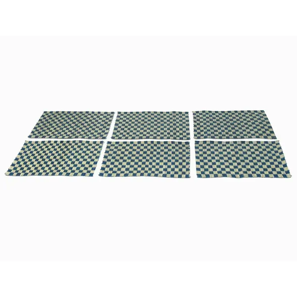 Madurkathi_Dining_Table_Mat|_Natural_Fibre_Placemats_Set_Of_6|_Heat_Resistant_Non-Slip_Table_Placemats|_Indigo_Chequered_Handwoven_Dinner_Table_Mats|_Rustic_Home_Decor