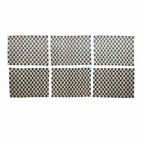 Madurkathi_Dining_Table_Mat|_Natural_Fibre_Placemats_Set_Of_6|_Heat_Resistant_Non-Slip_Table_Placemats|_Indigo_Chequered_Handwoven_Dinner_Table_Mats|_Rustic_Home_Decor