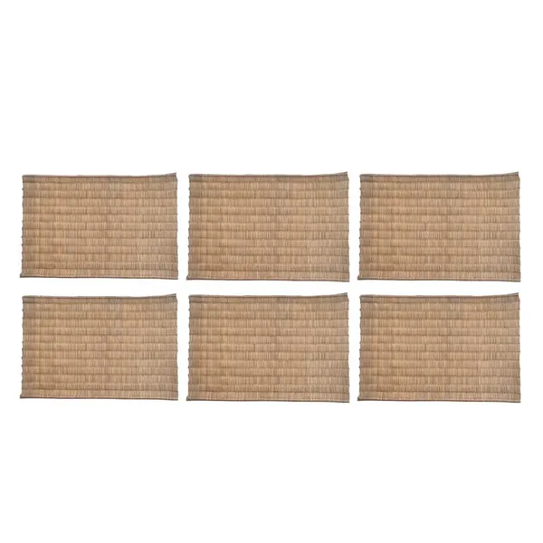 Madurkathi_Dining_Table_Mat|_Natural_Fibre_Placemats_Set_Of_6|_Heat_Resistant_Non-Slip_Table_Placemats|_Handwoven_Dinner_Table_Mats_With_Indigo_Leaf_Pattern|_Rustic_Home_Decor