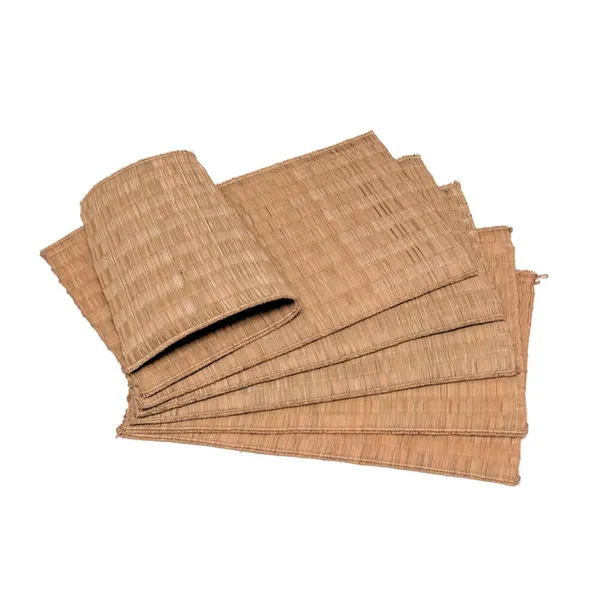 Madurkathi_Dining_Table_Mat|_Natural_Fibre_Placemats_Set_Of_6|_Heat_Resistant_Non-Slip_Table_Placemats|_Handwoven_Dinner_Table_Mats_With_Indigo_Leaf_Pattern|_Rustic_Home_Decor