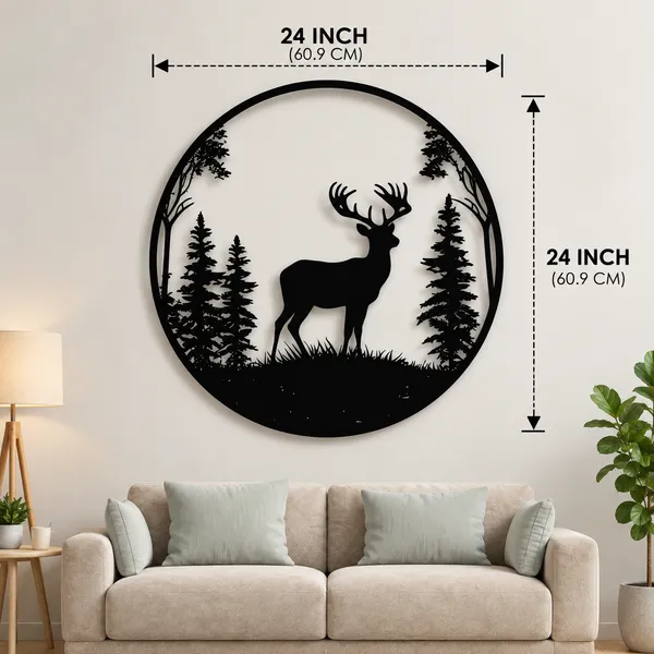Mild_Steel_Contemporary_Deer_Silhouette_Round_Wall_Art