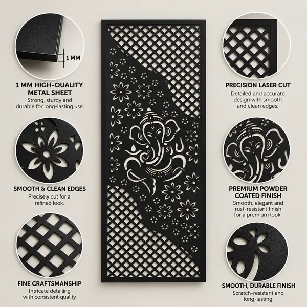 Mild_Steel_Religious_Ganesha_Floral_Laser_Cut_Wall_Panel
