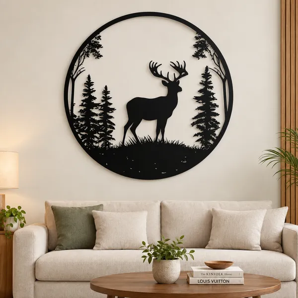 Mild_Steel_Contemporary_Deer_Silhouette_Round_Wall_Art