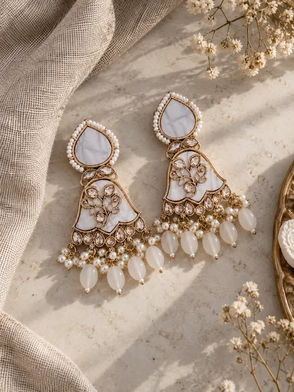 Gold_And_White_Brass_Stone_Chandelier_Earrings_For_Women