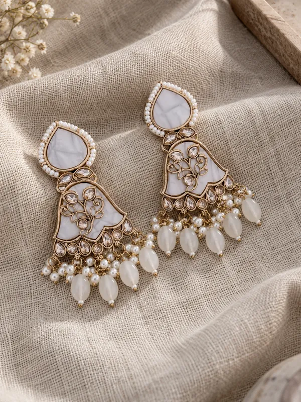 Gold_And_White_Brass_Stone_Chandelier_Earrings_For_Women