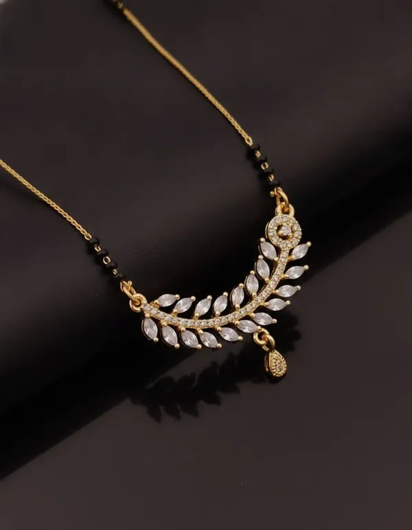 Gold_And_Black_Brass_Beaded_Leaf_Mangalsutra_Necklace_For_Women
